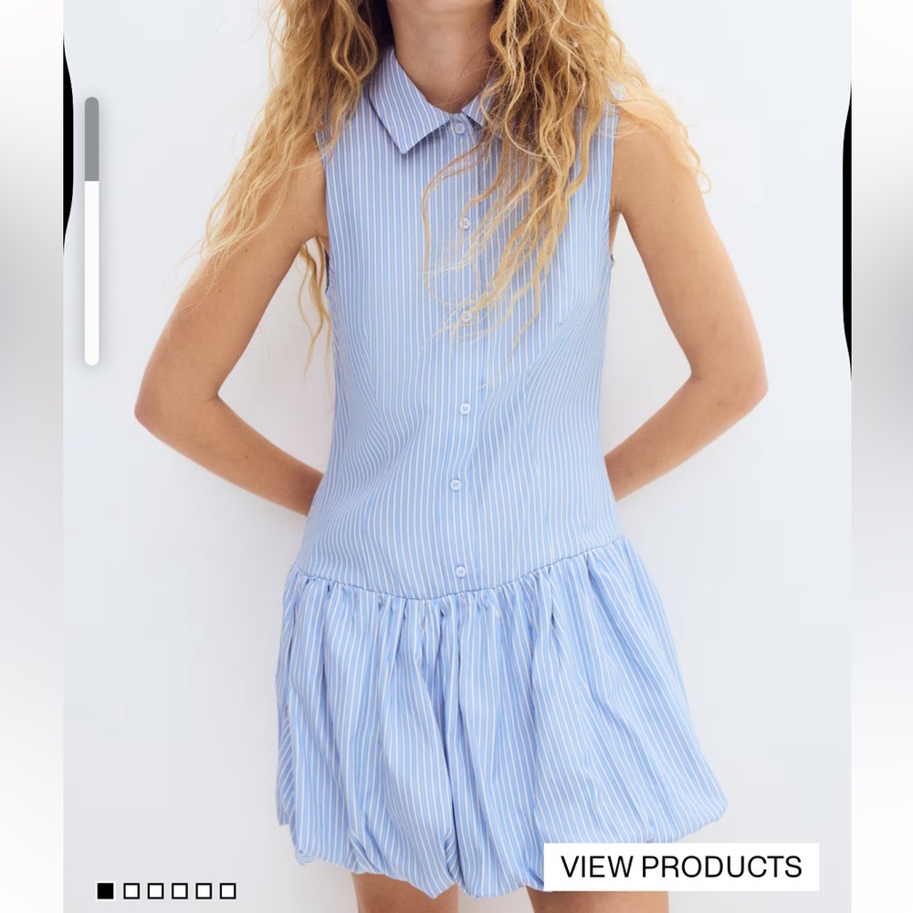 H&M Bubble-Hem Shirt Dress S NWT